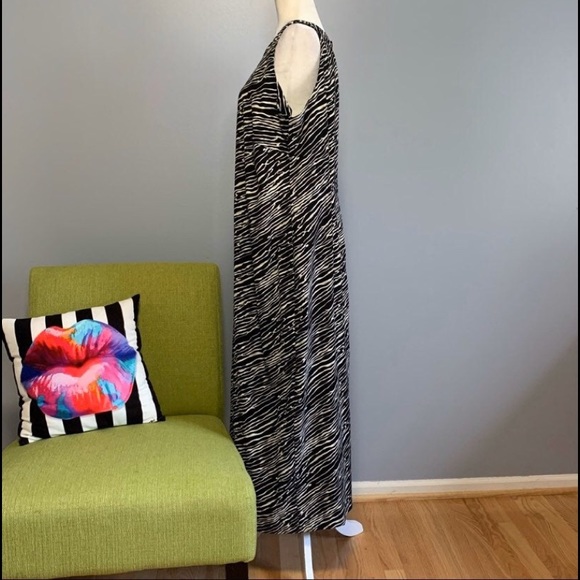 Studio I Sheath Dress sz 12 New with Tags Long Black white zebra - Picture 2 of 13